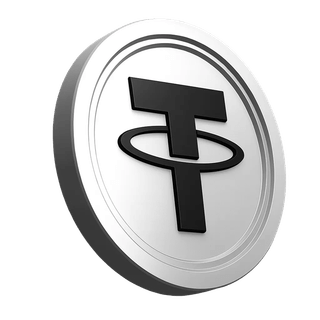 Section d'information de la plateforme présentant une illustration de la pièce Tether USDT